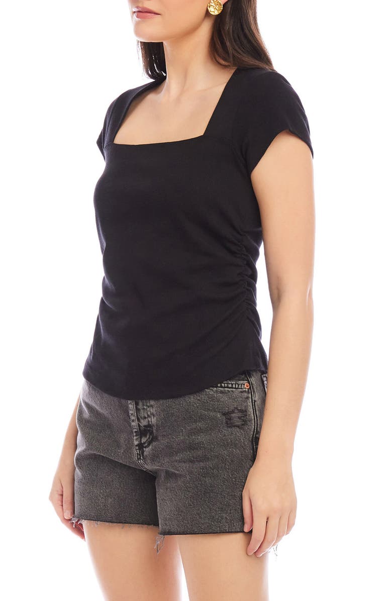 FIFTEEN TWENTY Lorna Cap Sleeve Stretch Cotton & Modal Rib Top, Alternate, color, Black