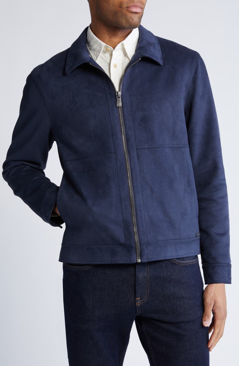 Hart Schaffner Marx Westwood Water Resistant Faux Suede Jacket, Alternate, color, Navy