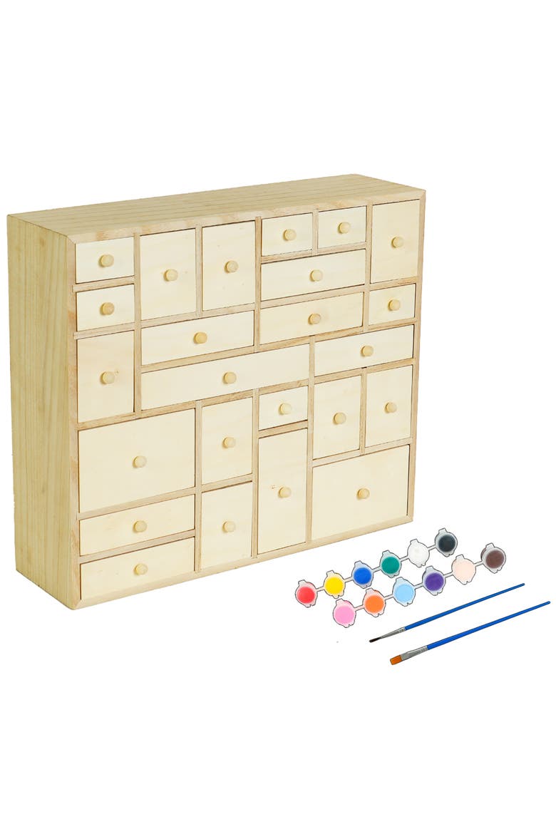 Wooden 24 Drawer Storage Cabinet - DIY Advent Calendar, Main, color, Beige