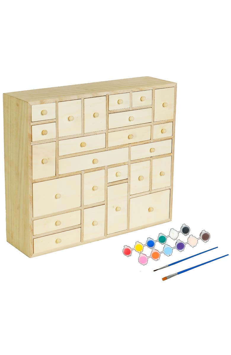 Easy Playhouse Wooden 24 Drawer Storage Cabinet - DIY Advent Calendar, Main, color, Beige