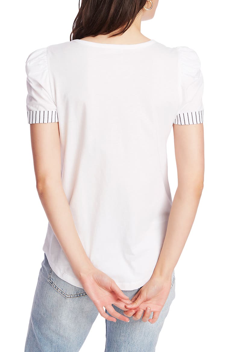 Puff Sleeve Tee with Contrast Cuffs, Alternate, color, ULTRA WHITE