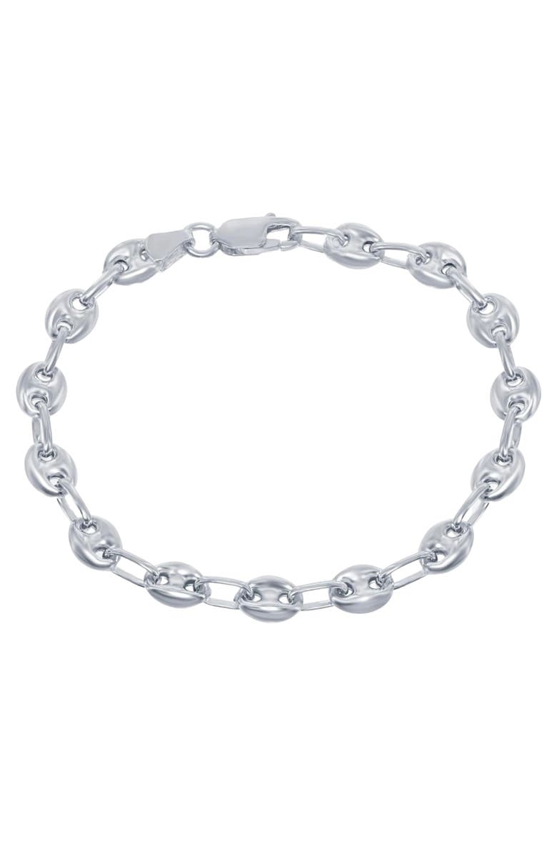 Donatello Gian Sterling Silver Fancy Anklet, Main, color, Silver