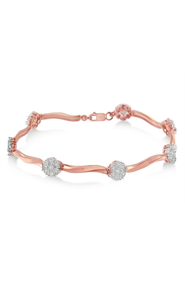 Haus of Brilliance . 10k Rose Gold Over Silver 1.0 cttw Diamond Floral Link Bracelet, Alternate, color, Pink