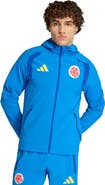 adidas Men's adidas Blue Colombia National Team FIFA x World Cup 2026 Tiro Travel Raglan Full-Zip Windbreaker Hoodie