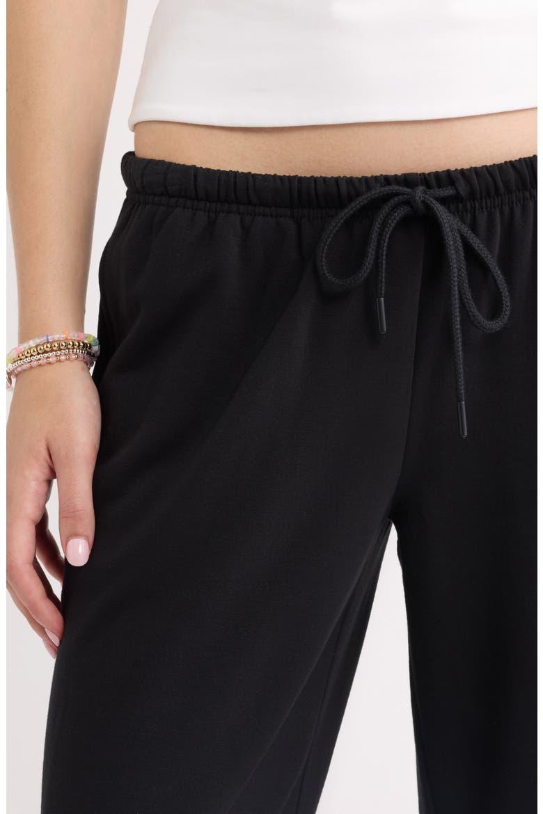 Narrow Waistband Baggy Wide Leg Sweatpants, Alternate, color, BLACK