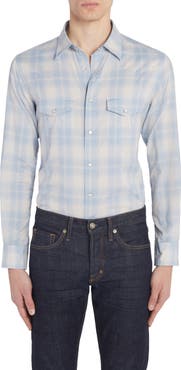 TOM FORD Dégradé Plaid Brushed Cotton Snap-Up Western Shirt