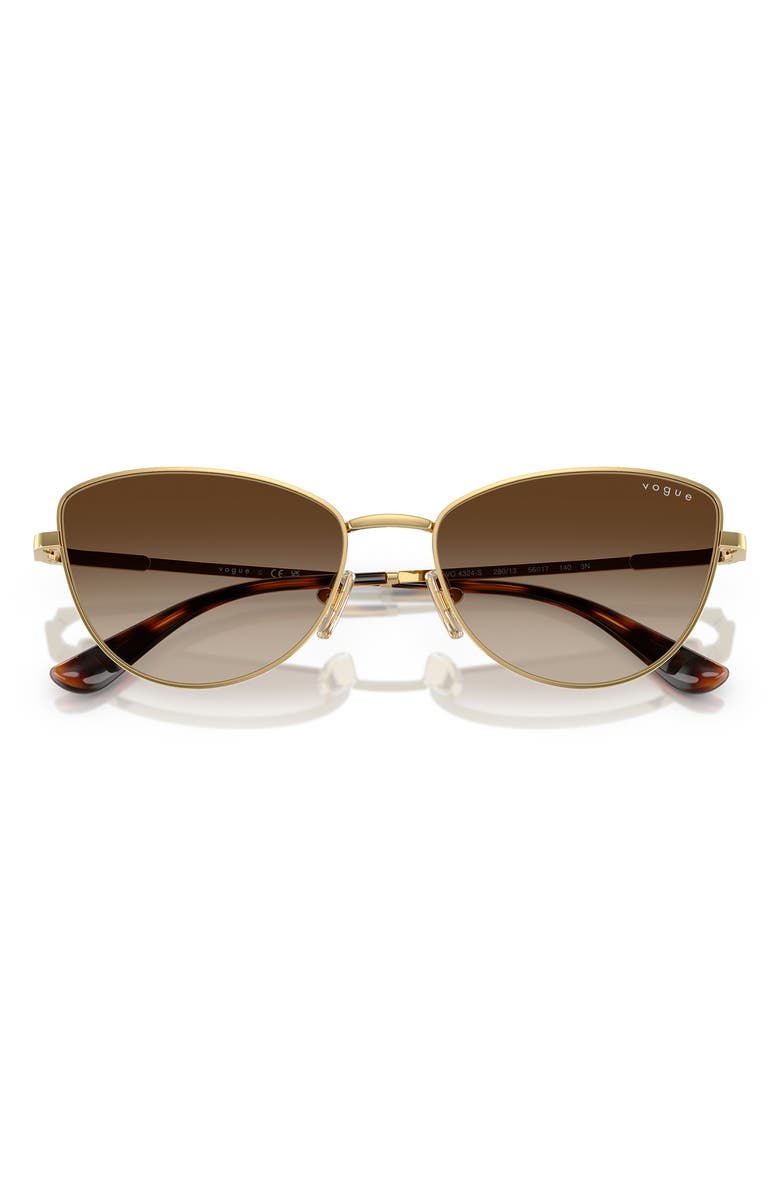 VOGUE 56mm Polarized Butterfly Sunglasses, Alternate, color, Gold