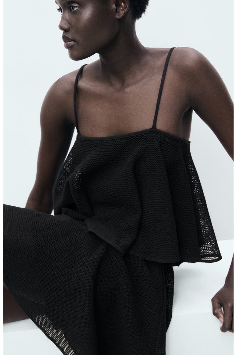 Ruffle Knit Minidress, Alternate, color, BLACK