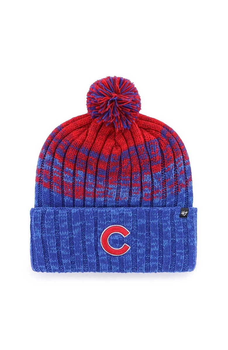 '47 Men's '47  Royal Chicago Cubs Cascade Cuffed Knit Hat with Pom, Main, color, Royal