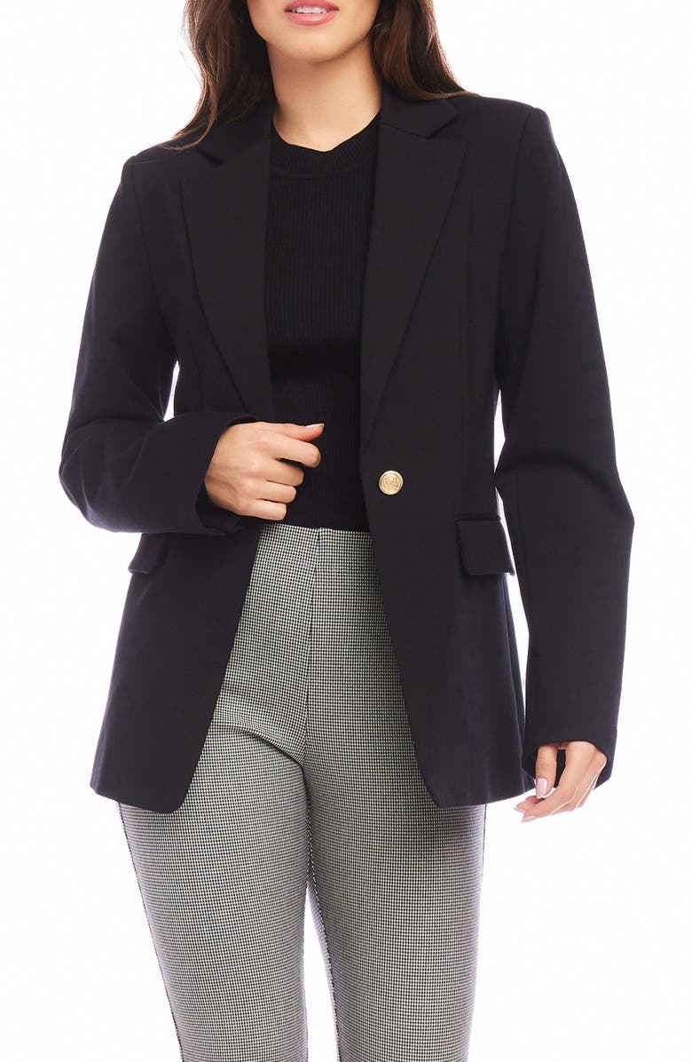Karen Kane One-Button Ponte Knit Blazer, Main, color, 