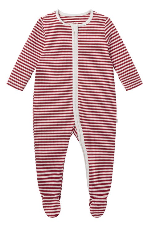 Rib Fitted One-Piece Footed Pajamas