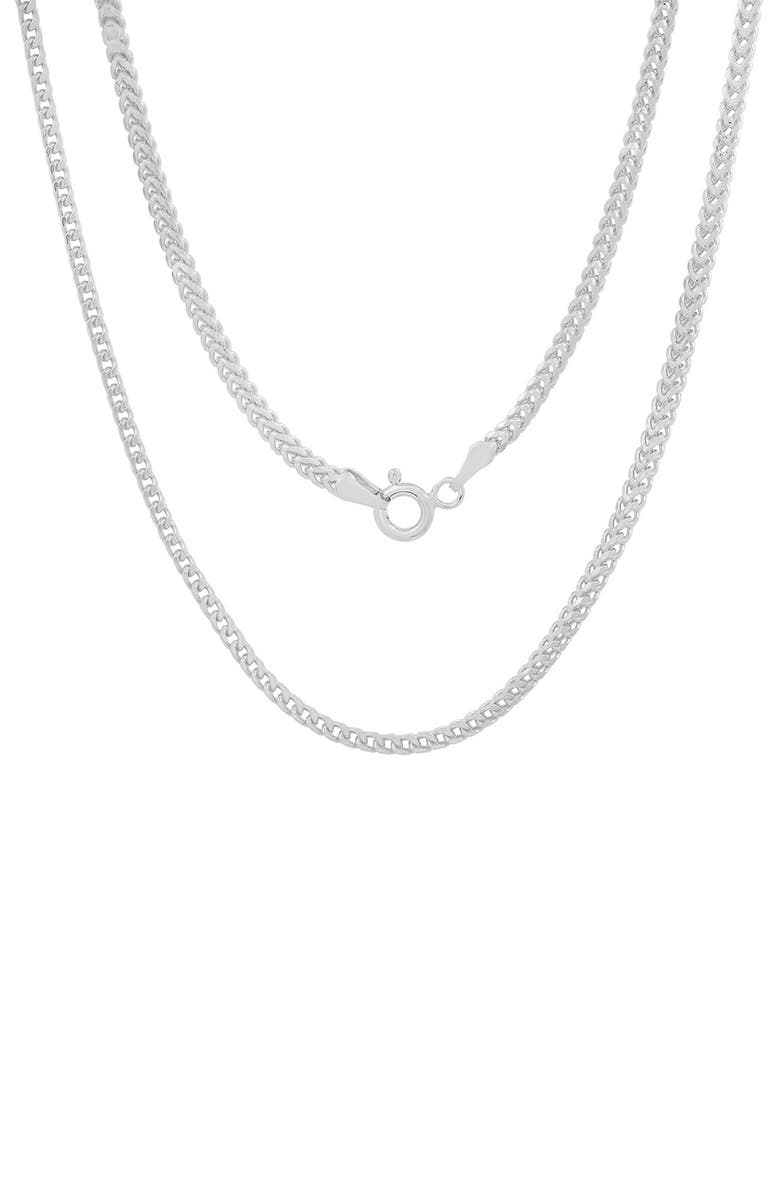 Queen Jewels Sterling Silver Italian Box Franco Chain Necklace, Main, color,
