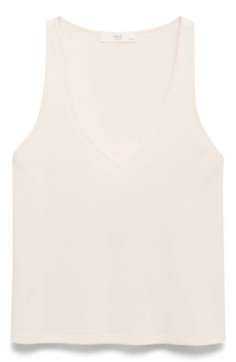 MANGO Cotton V-Neck Pajama Tank, Main, color, Yellow