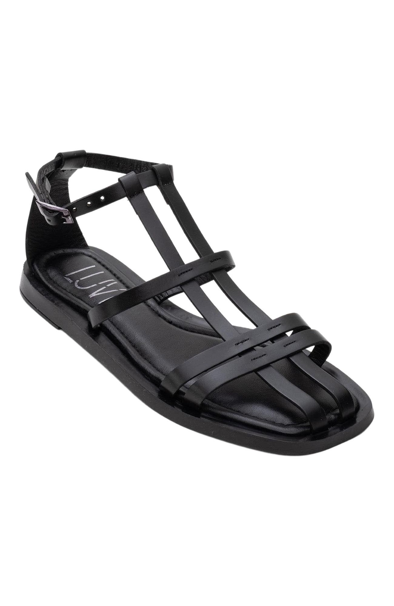 Forever & Always Shoes Odeil Leather Sandal, Main, color, Black Leather