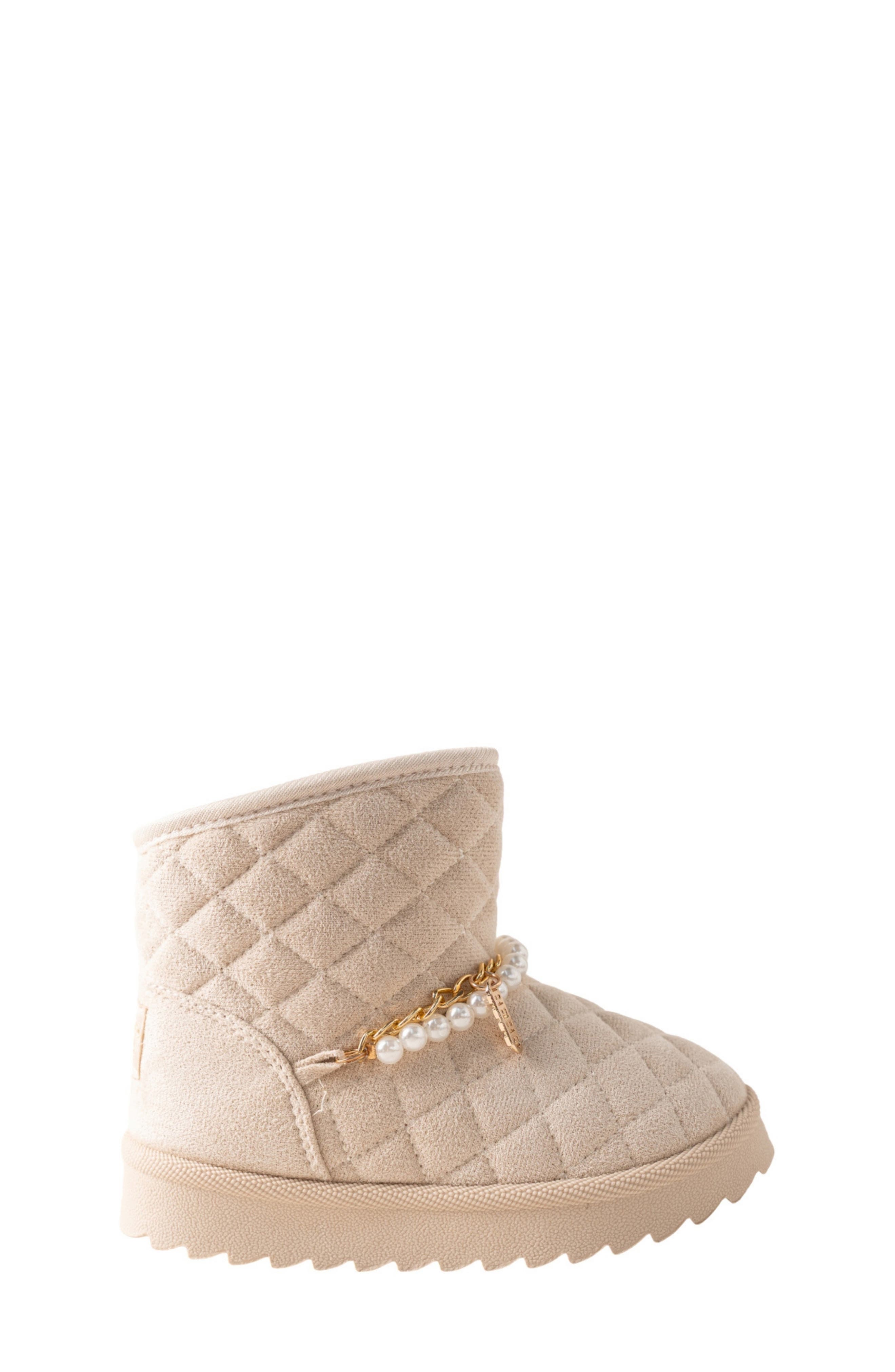 Kids' Cozy Quilted Faux Fur Lined Boot, Alternate, color, CREAM