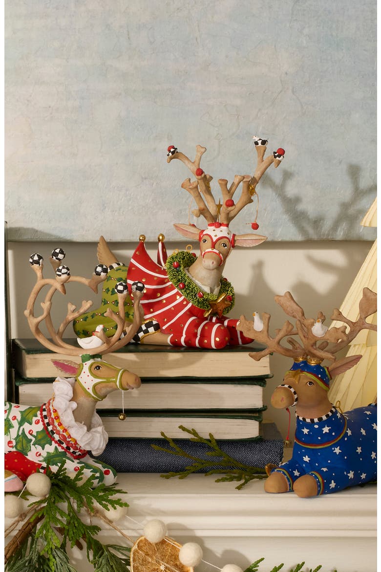 Patience Brewster Dash Away Sitting Reindeer Christmas Ornament, Alternate, color, GREEN