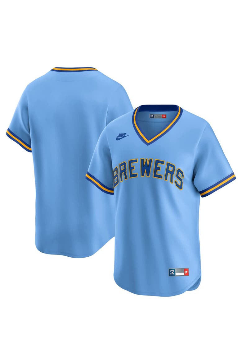 Men's Nike Light Blue Milwaukee Brewers Cooperstown Collection Limited Jersey, Main, color, Light Blue