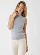 Majestic Filatures Compact Merino Mini Rib Sleeveless Turtleneck