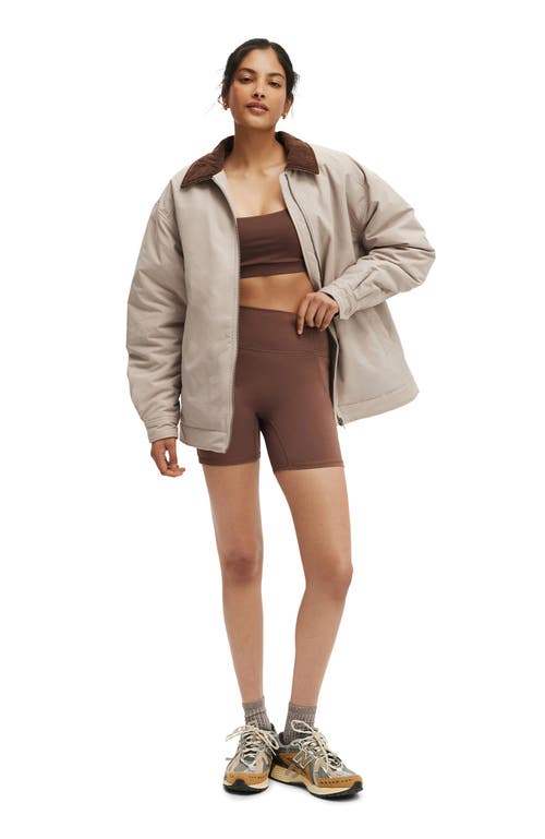 Cotton On Body Active Contrast Collar Oversized Jacket In Neutral