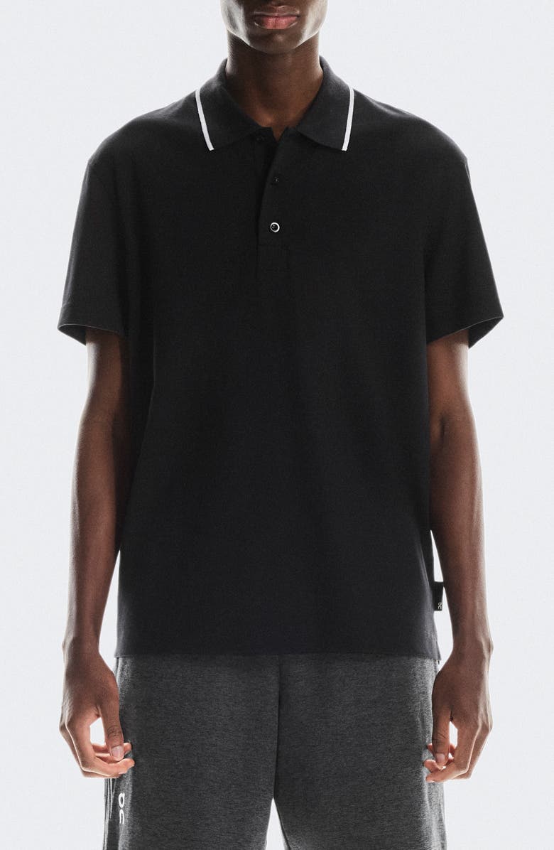 On Courtside Tipped Piqué Polo, Main, color, Black