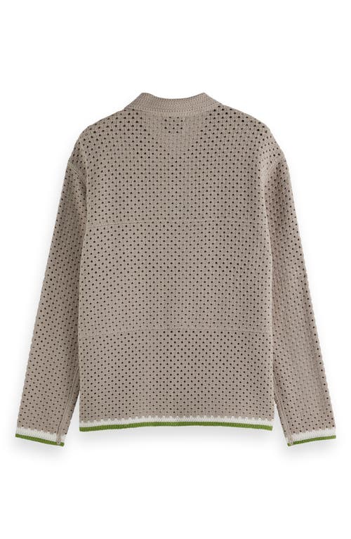 Scotch & Soda Crochet Cardigan Sweater In Highway Grey