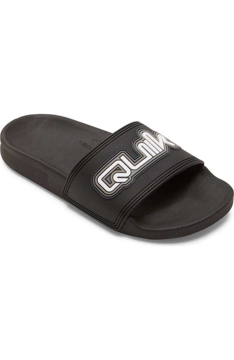 Quiksilver Kids' Rivi II Woordmark Slide Sandal, Main, color, Black