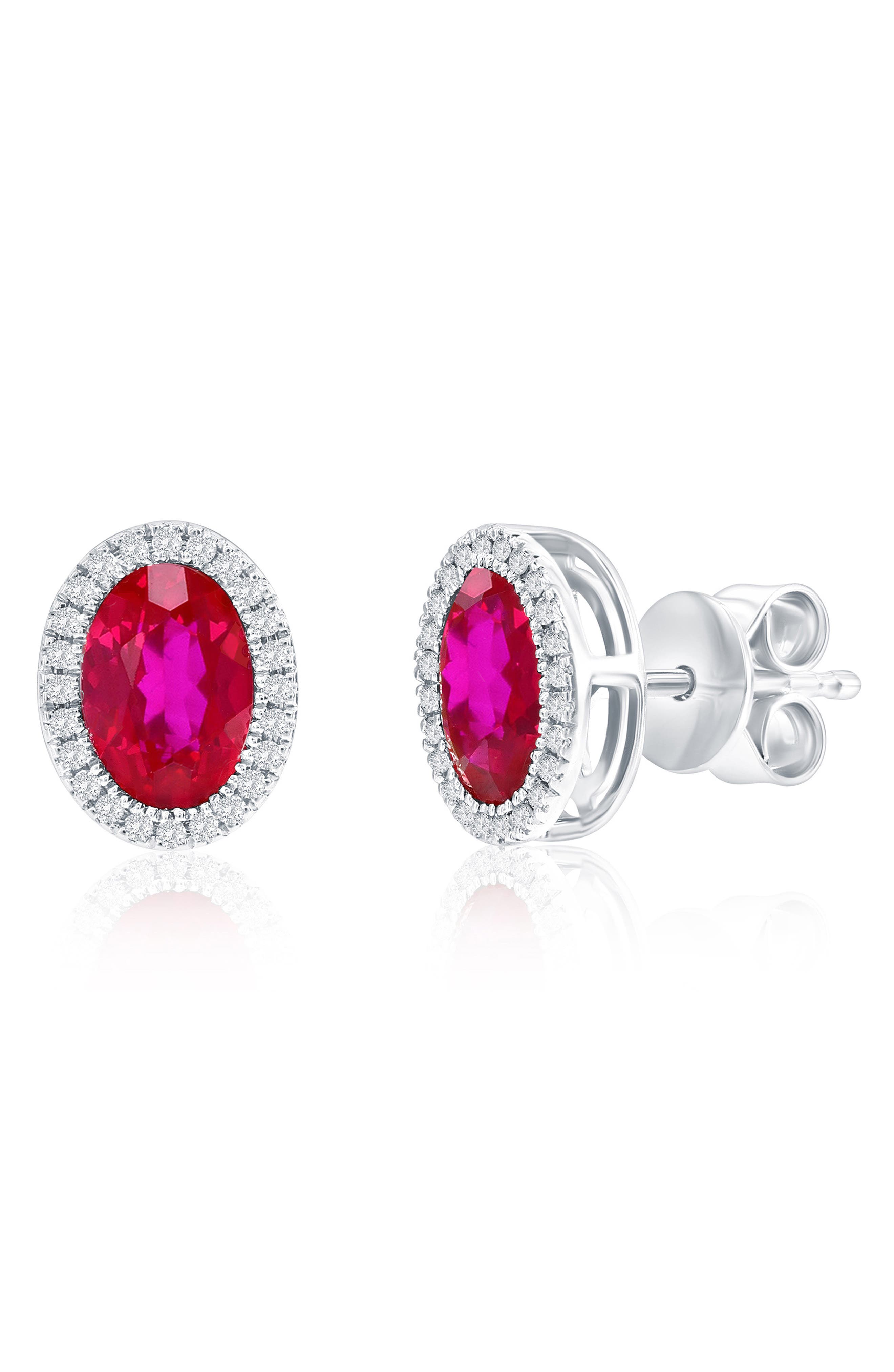 Lab Grown Sapphire & Diamond Halo Stud Earrings