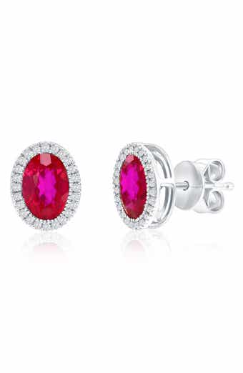 Lab Grown Sapphire & Diamond Halo Stud Earrings