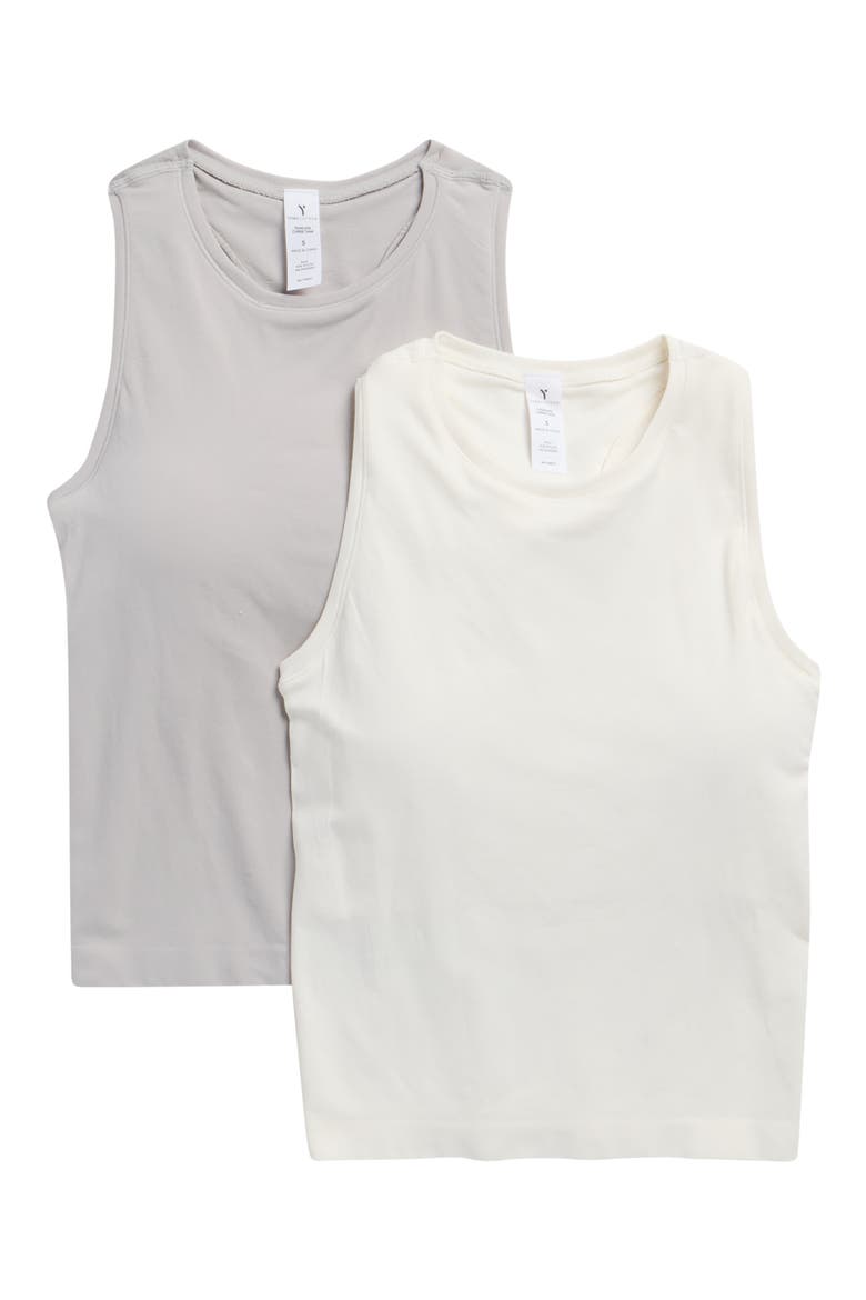 2-Pack Seamless Carrie Racerback Tanks, Main, color, GRAY MORN/ SHOPPING BAG