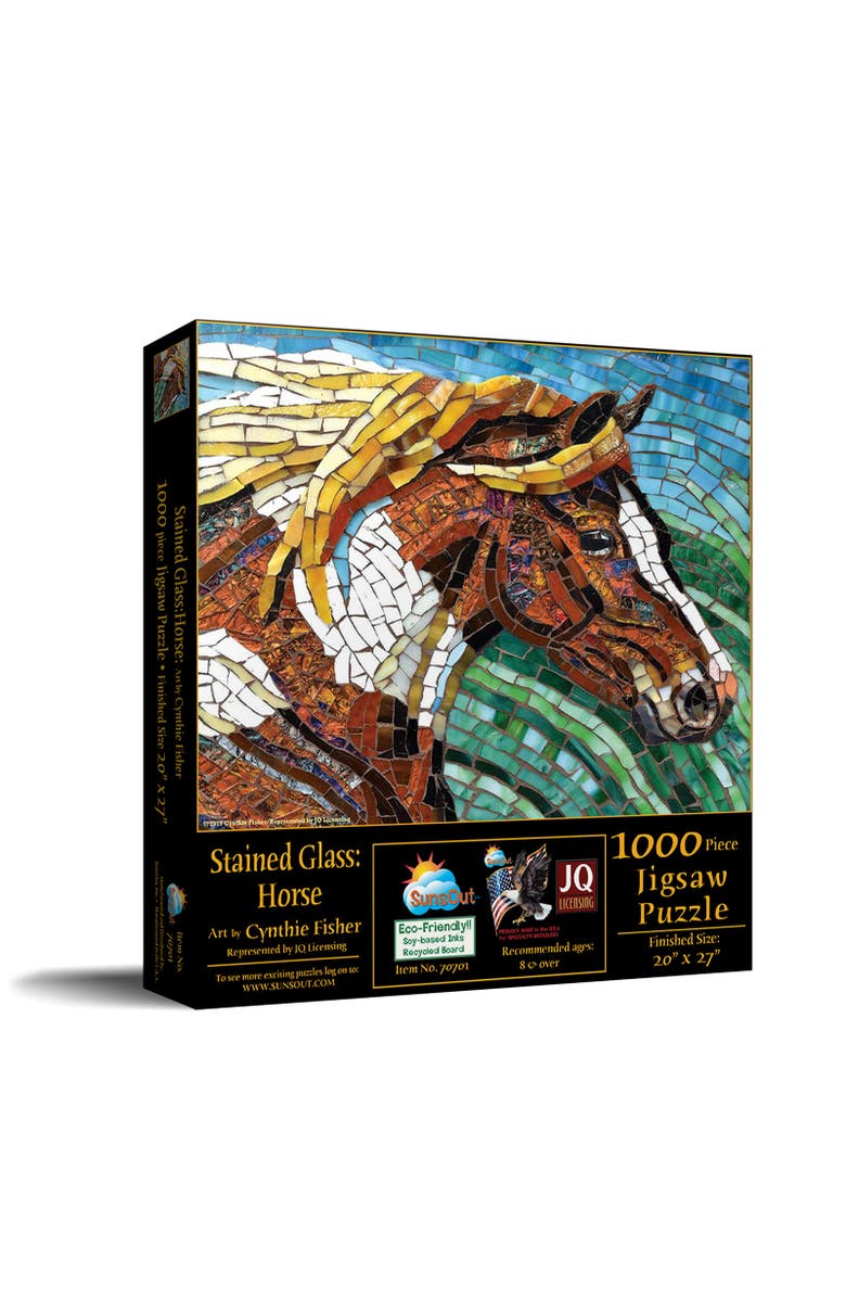 Sunsout Stained Glass Horse 1000 piece Jigsaw Puzzle for Adults, Main, color, Multicolor