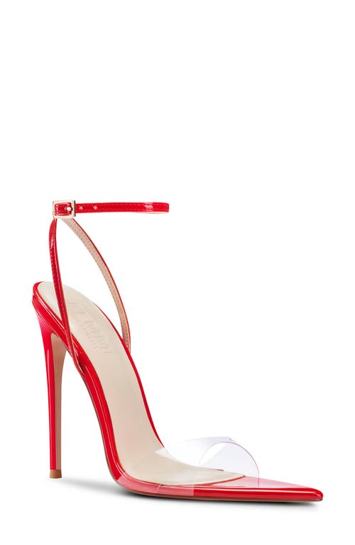 Femme La Gg Ankle Strap Pointed Toe Sandal In Red