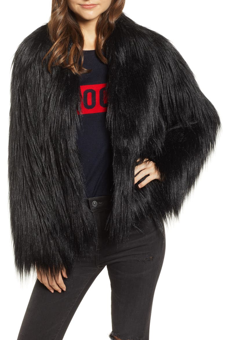 Fridas Faux Fur Coat, Main, color, NOIR