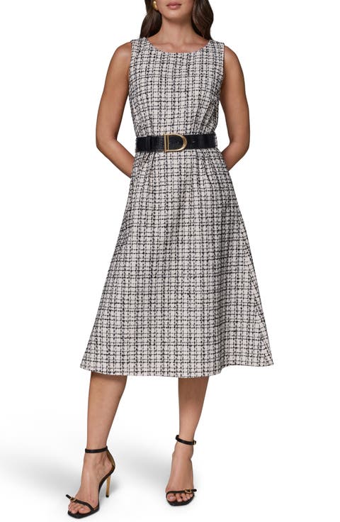 Sleeveless Tweed Midi Dress