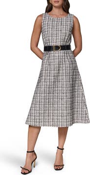 Donna Karan New York Sleeveless Tweed Midi Dress