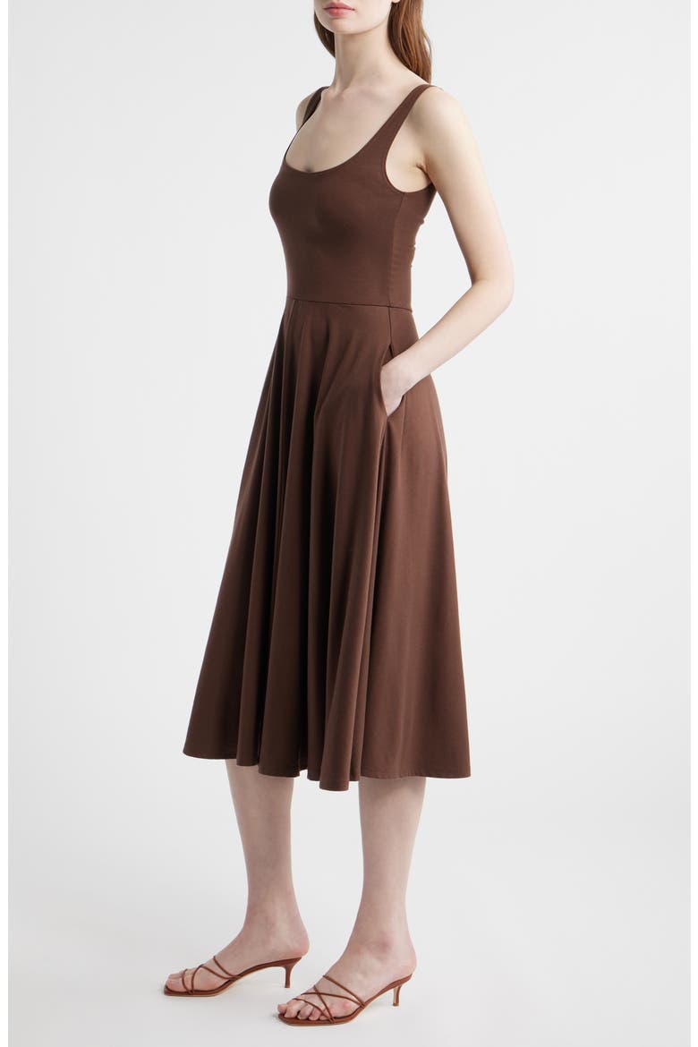 Rou Jersey Midi Dress, Alternate, color, CAFE
