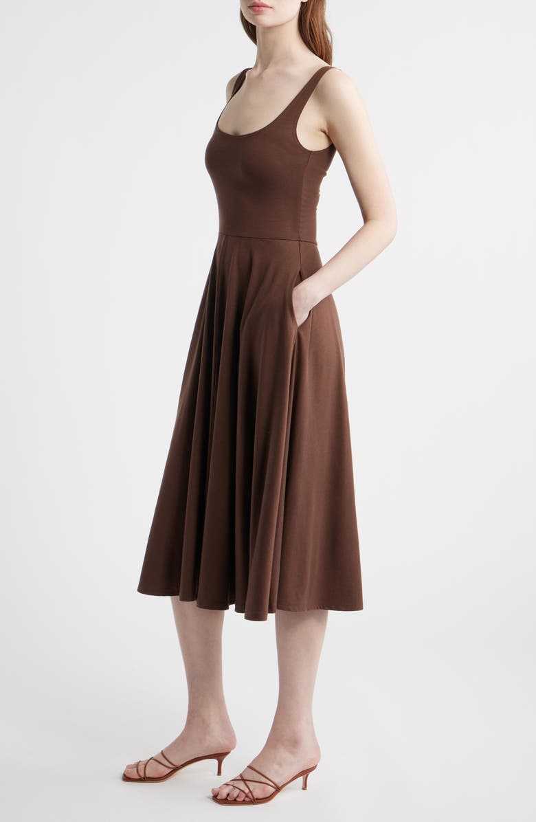 Reformation Rou Jersey Midi Dress, Alternate, color, Cafe
