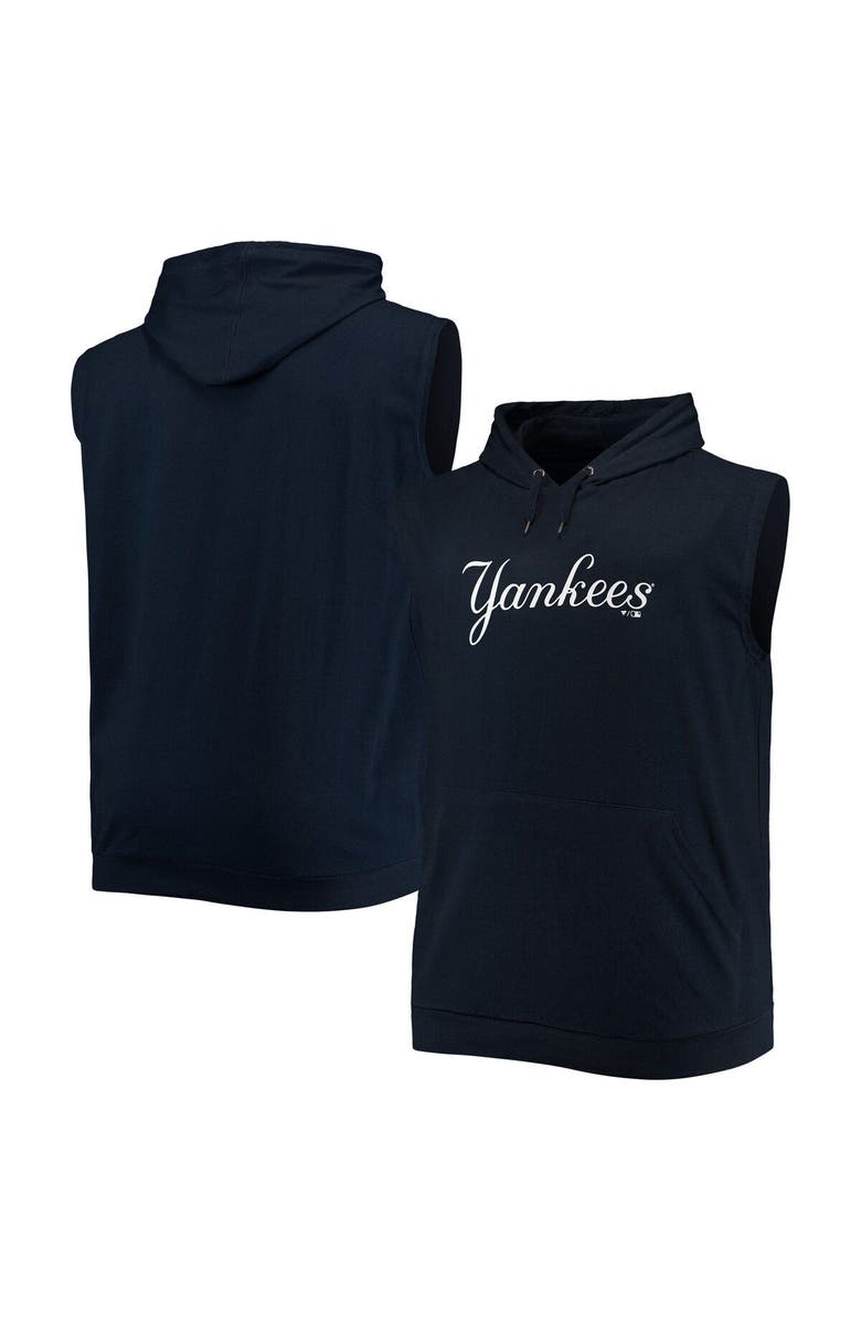 PROFILE Men's Navy New York Yankees Jersey Muscle Sleeveless Pullover Hoodie, Main, color, 