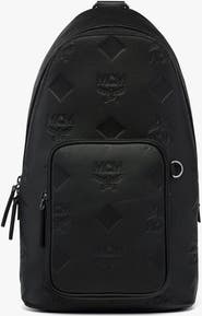 MCM Aren Sling Bag in Embossed Monogram Leather