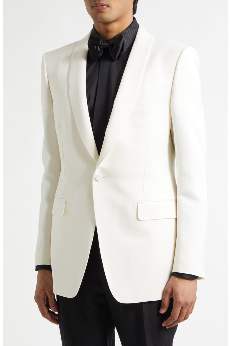 Wool & Silk Faille Dinner Jacket, Alternate, color, WHITE