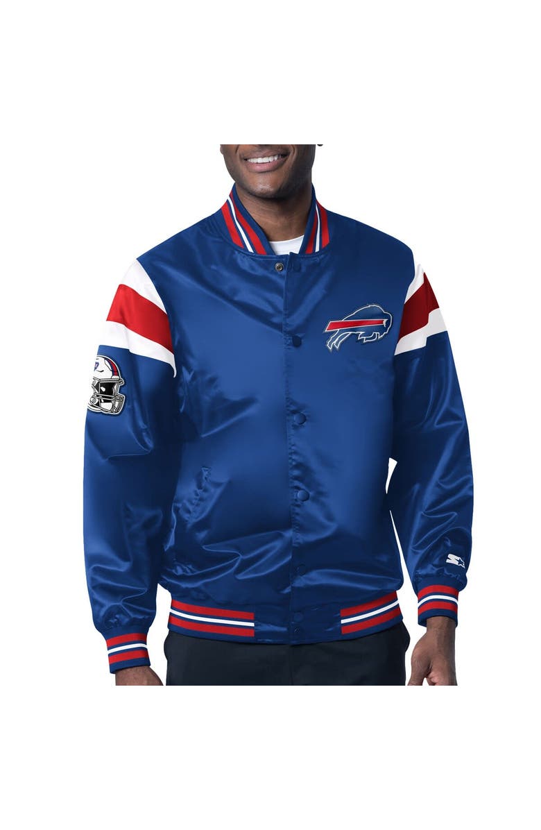 STARTER Men's Starter Royal Buffalo Bills Satin Full-Snap Varsity Jacket, Main, color, 