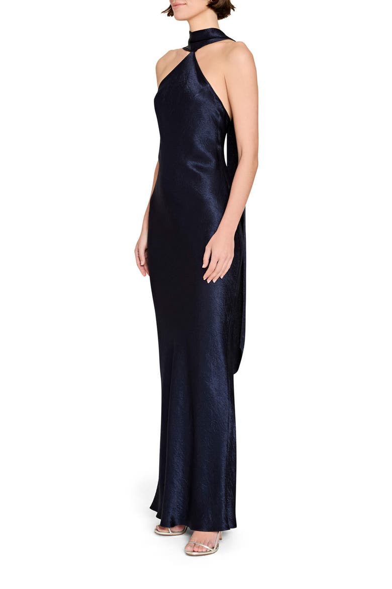 Ashton Drape Satin Gown, Alternate, color, NAVY