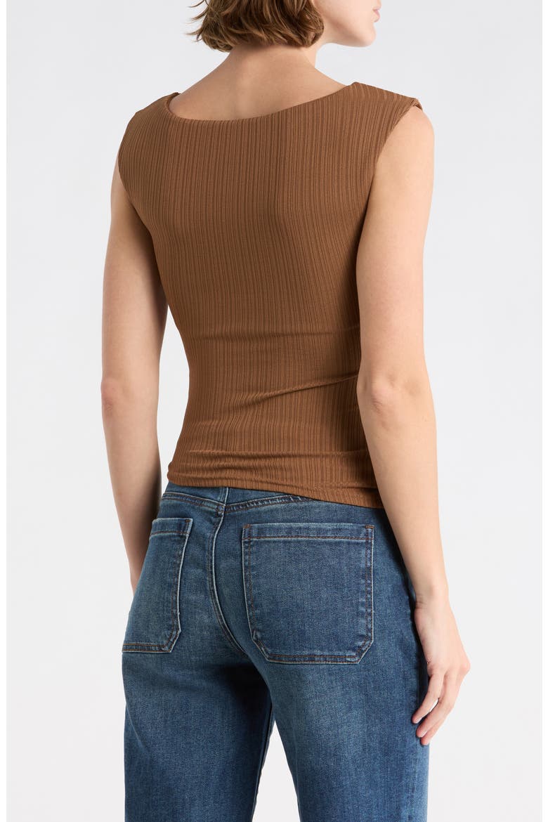 Ribbed Ruched Top, Alternate, color, BROWN