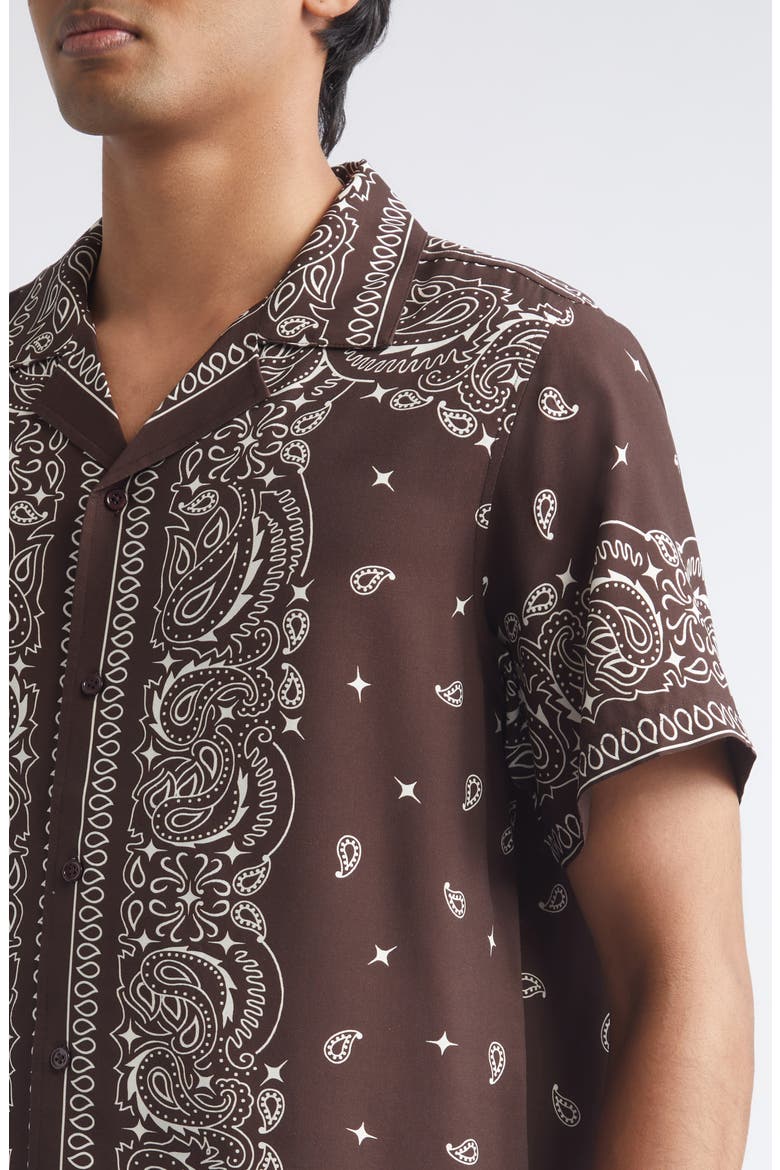 x La Porte Bandana Print Camp Shirt, Alternate, color, BROWN BANDANA PRINT