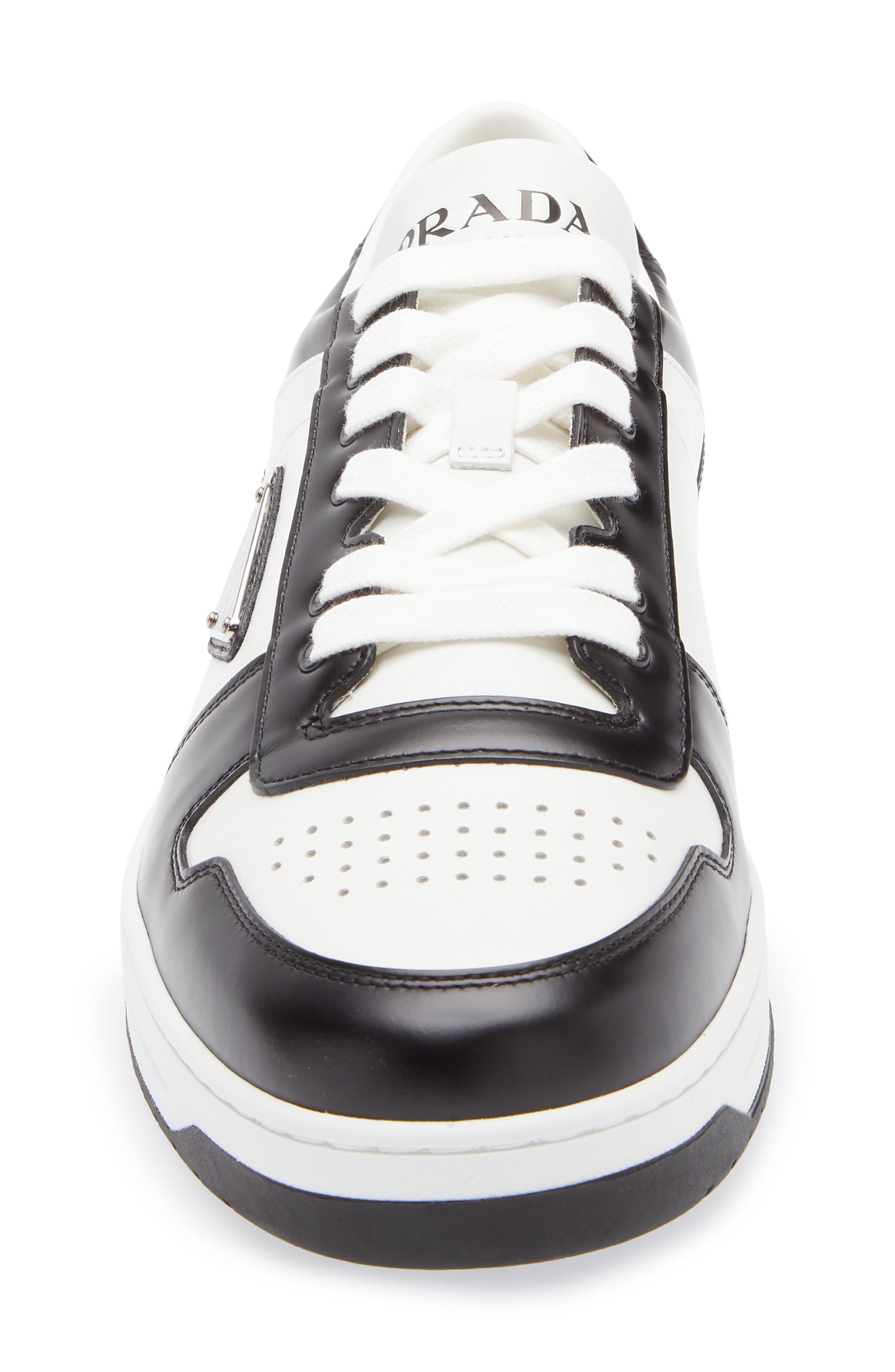 Prada Downtown Sneaker, Alternate, color, Bianco/ Nero