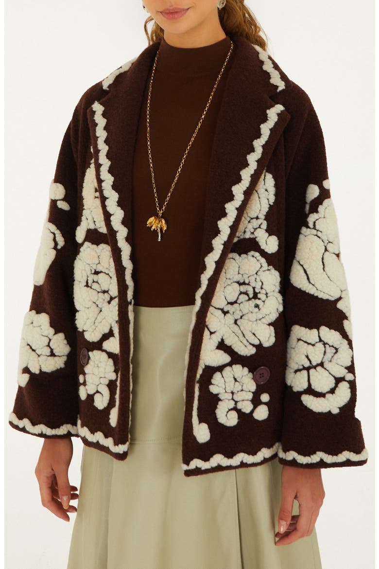 Flowers Brown Coat, Main, color, FLOWERS BROWN