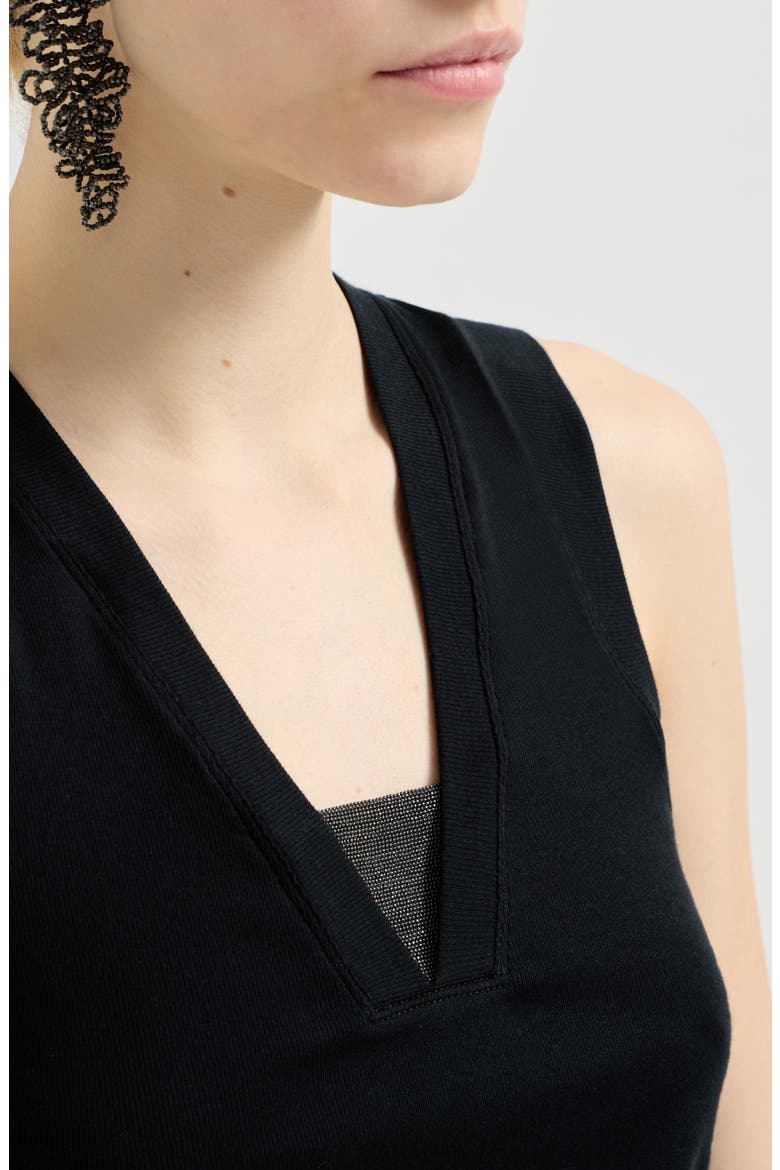 Ribbed jersey top, Alternate, color, Black