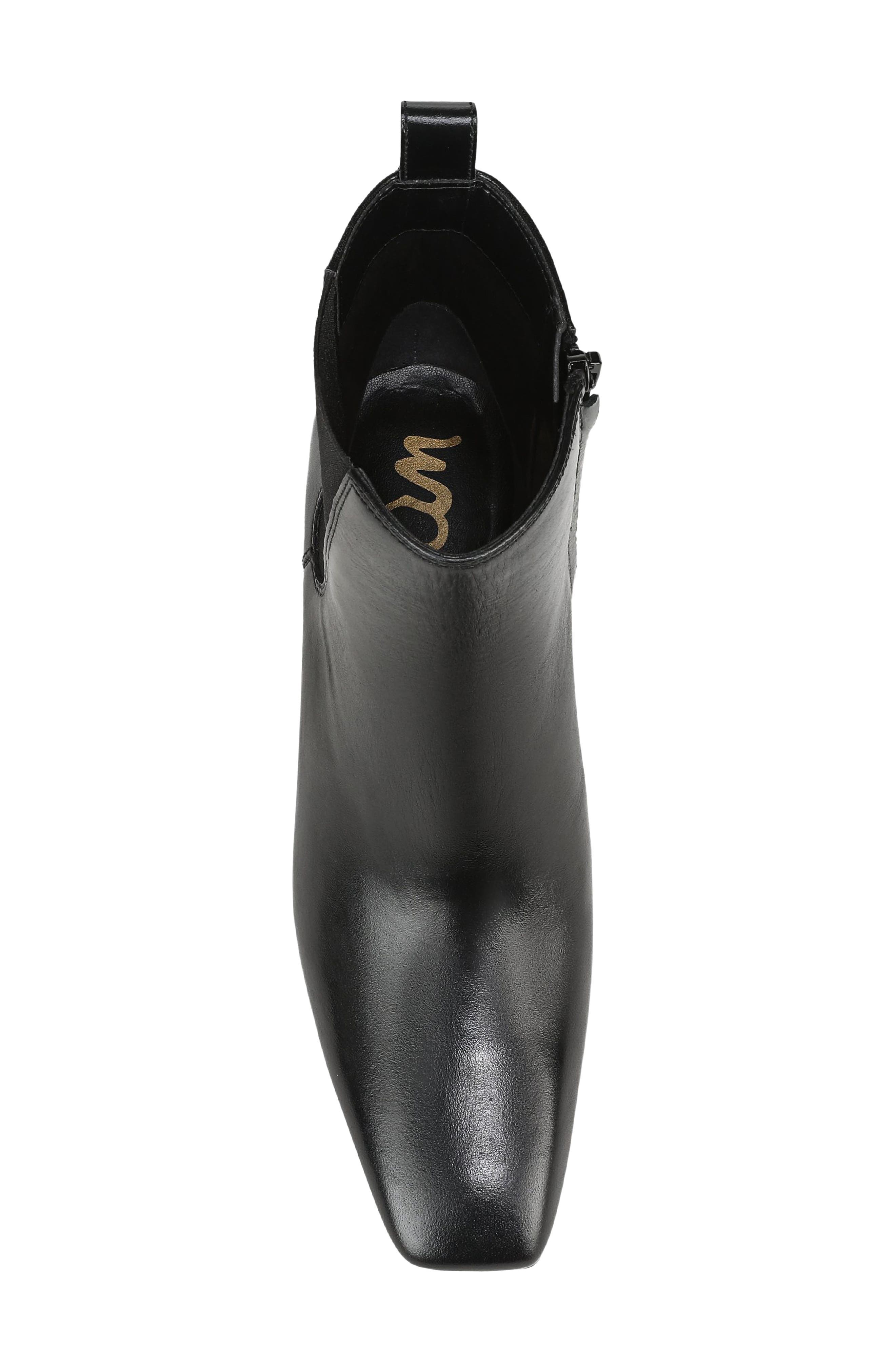 Peony Leather Chelsea Bootie, Alternate, color, BLACK