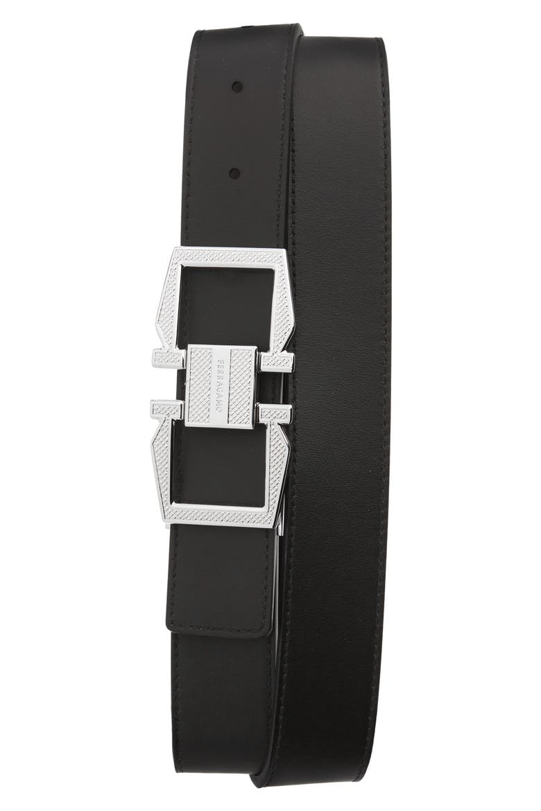 Double Gancio Reversible Leather Belt, Alternate, color, MIDNIGHT NERO