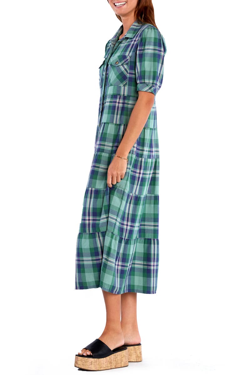Billy T Lyla Plaid Tiered Shirtdress, Alternate, color, Tree Farm Plaid