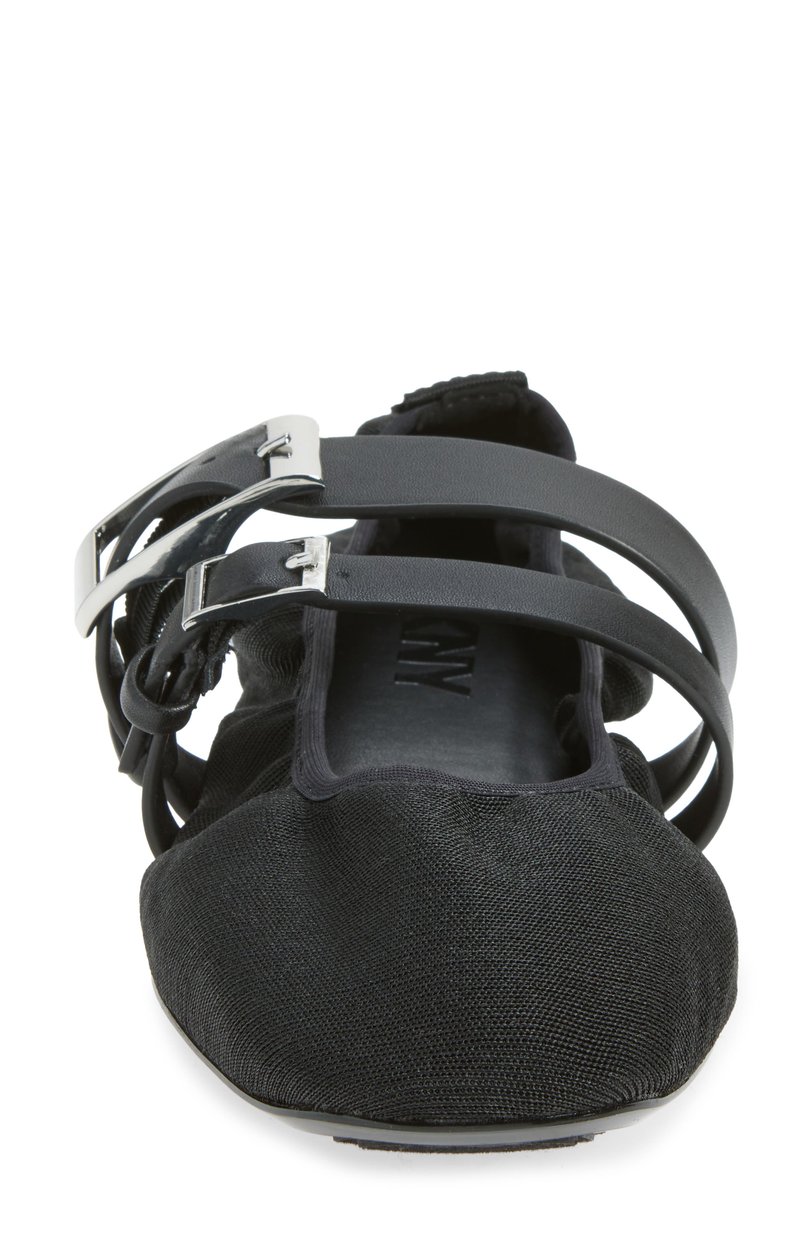 Dade Buckle Strap Mesh Ballet Flat, Alternate, color, BLACK